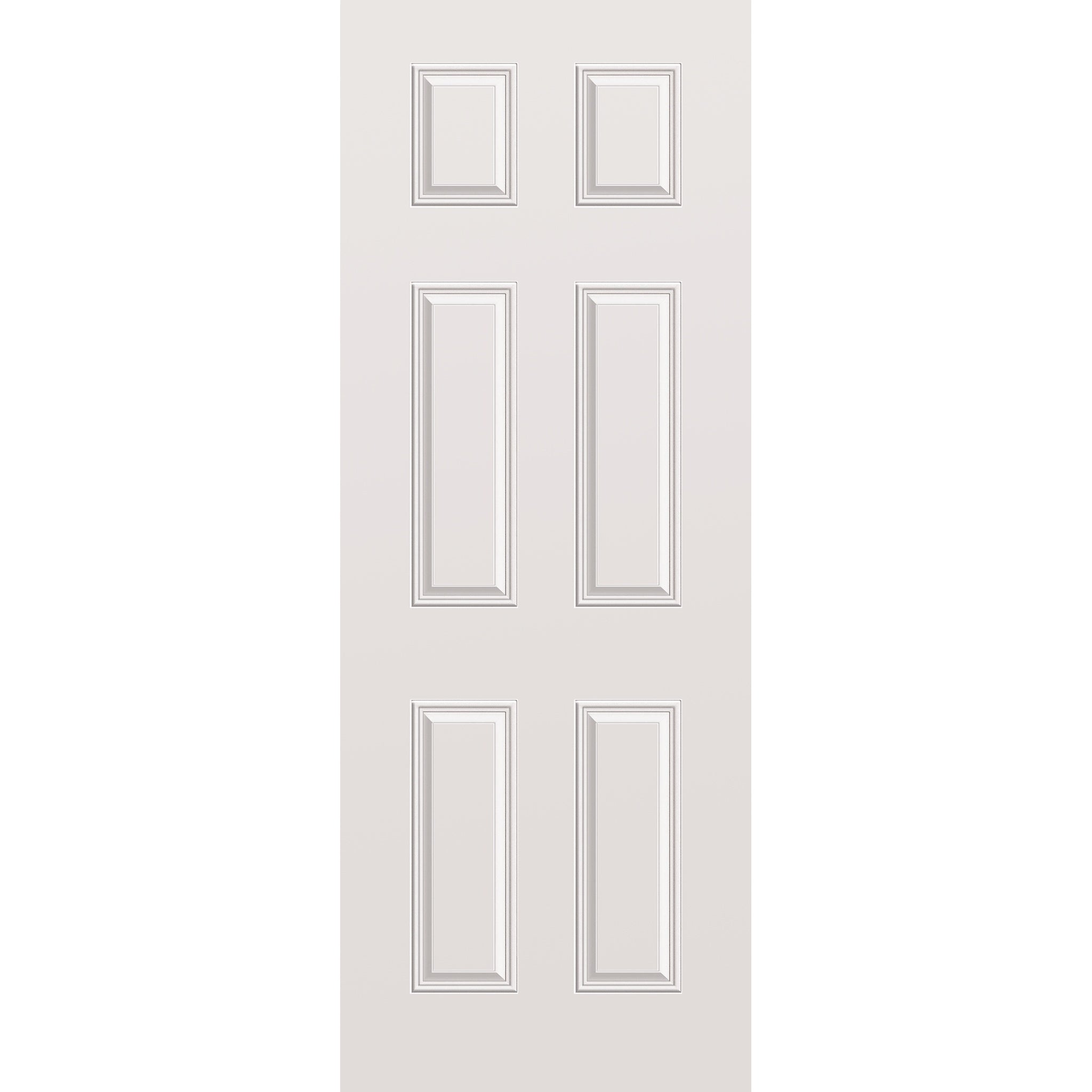 Wood edge steel entry door, 6 panel, 36" x 96", primed white finish
