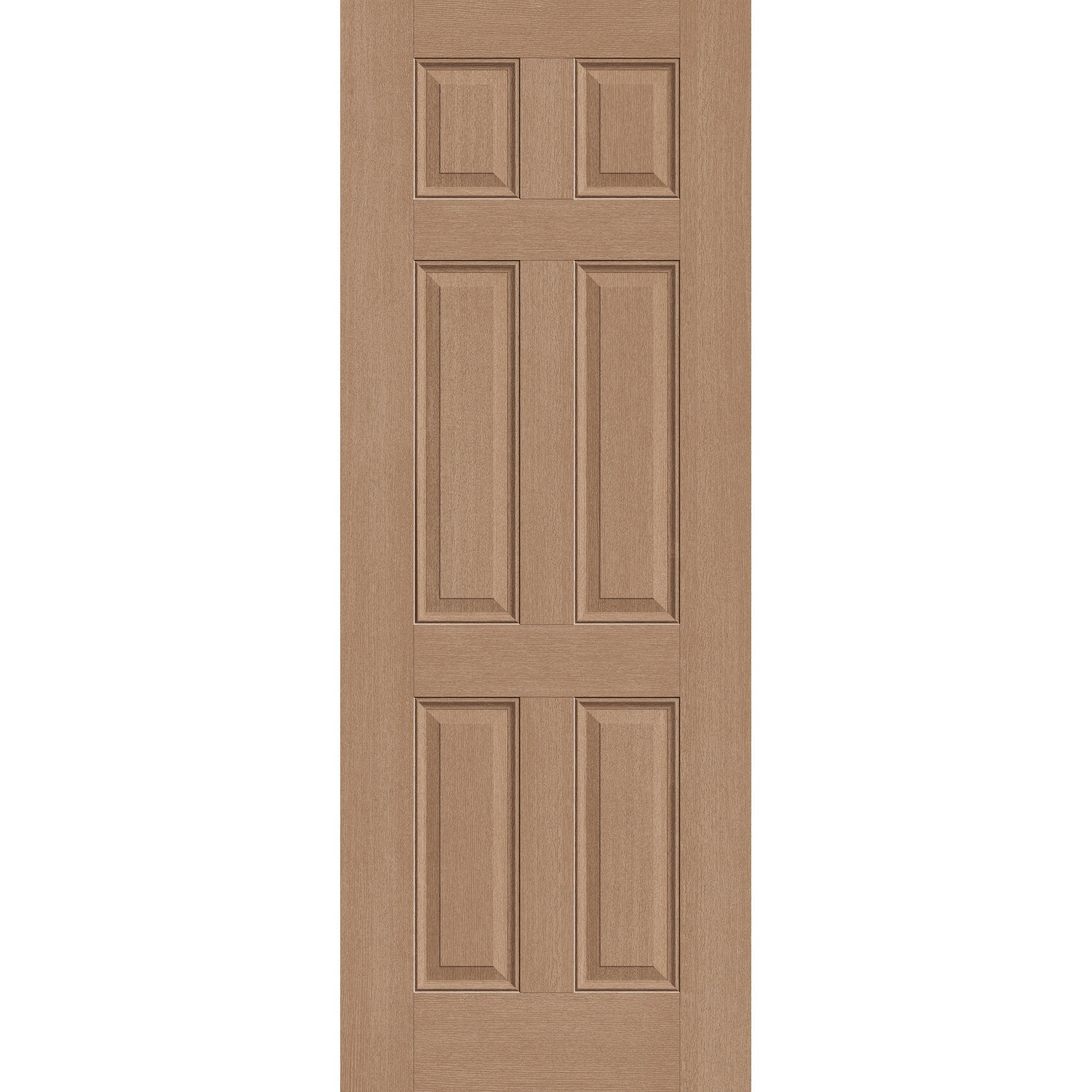 Fiberglass entry door, 6 panel, 36" x 96", tan woodgrain finish
