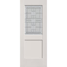 Austin flush glazed fiberglass entry door, half lite shaker, 32" x 80", white satin smooth finish, Satin Nickel caming