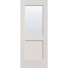Clear flush glazed fiberglass entry door, half lite shaker, 32" x 80", white satin smooth finish