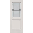 Dexter flush glazed fiberglass entry door, half lite shaker, 32" x 80", white satin smooth finish, Black Aluminum caming