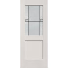Dexter flush glazed fiberglass entry door, half lite shaker, 32" x 80", white satin smooth finish, Black Aluminum caming