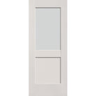 Frost flush glazed hurricane-rated fiberglass entry door, half lite shaker, 32" x 80", white satin smooth finish