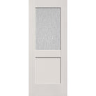 Rain flush glazed hurricane-rated fiberglass entry door, half lite shaker, 32" x 80", white satin smooth finish