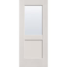 Clear flush glazed fiberglass entry door, half lite shaker, 34" x 80", white satin smooth finish
