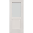 Frost flush glazed fiberglass entry door, half lite shaker, 34" x 80", white satin smooth finish
