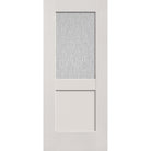 Rain flush glazed fiberglass entry door, half lite shaker, 34" x 80", white satin smooth finish