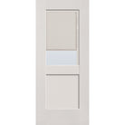 Raise & Lower Blinds flush glazed fiberglass entry door, half lite shaker, 34" x 80", white satin smooth finish, white blinds