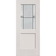 Dexter flush glazed hurricane-rated fiberglass entry door, half lite shaker, 34" x 80", white satin smooth finish, Black Aluminum caming