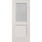 Micro-Granite flush glazed hurricane-rated fiberglass entry door, half lite shaker, 34" x 80", white satin smooth finish