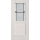 Dexter flush glazed fiberglass entry door, half lite shaker, 36" x 80", white satin smooth finish, Black Aluminum caming