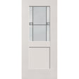 Dexter flush glazed hurricane-rated fiberglass entry door, half lite shaker, 36" x 80", white satin smooth finish, Black Aluminum caming