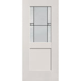 Dexter flush glazed hurricane-rated fiberglass entry door, half lite shaker, 36" x 80", white satin smooth finish, Black Aluminum caming