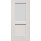 Frost flush glazed hurricane-rated fiberglass entry door, half lite shaker, 36" x 80", white satin smooth finish