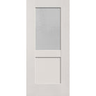 Micro-Granite flush glazed hurricane-rated fiberglass entry door, half lite shaker, 36" x 80", white satin smooth finish