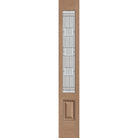 Austin flush glazed fiberglass sidelite panel, 3/4 lite, 12" x 80", tan woodgrain finish, Satin Nickel caming