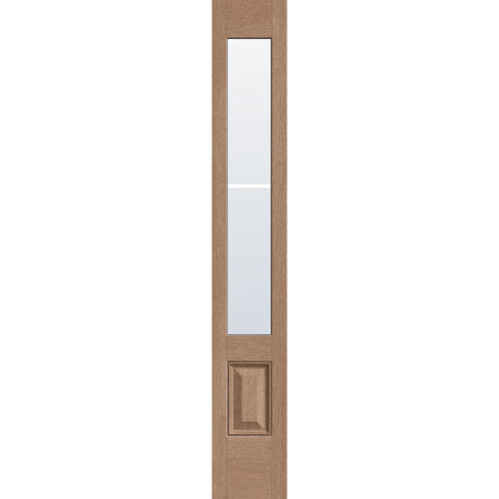 2 light grille flush glazed hurricane-rated fiberglass sidelite panel, 3/4 lite, 12" x 80", tan woodgrain finish, white grilles between glass