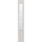 4 light grille flush glazed fiberglass sidelite panel, 3/4 lite, 12" x 80", white satin smooth finish, black grilles between glass