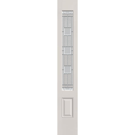 Austin flush glazed hurricane-rated fiberglass sidelite panel, 3/4 lite, 12" x 80", white satin smooth finish, Satin Nickel caming