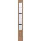 5 light grille flush glazed fiberglass sidelite panel, 3/4 lite, 12" x 96", tan woodgrain finish, black grilles between glass