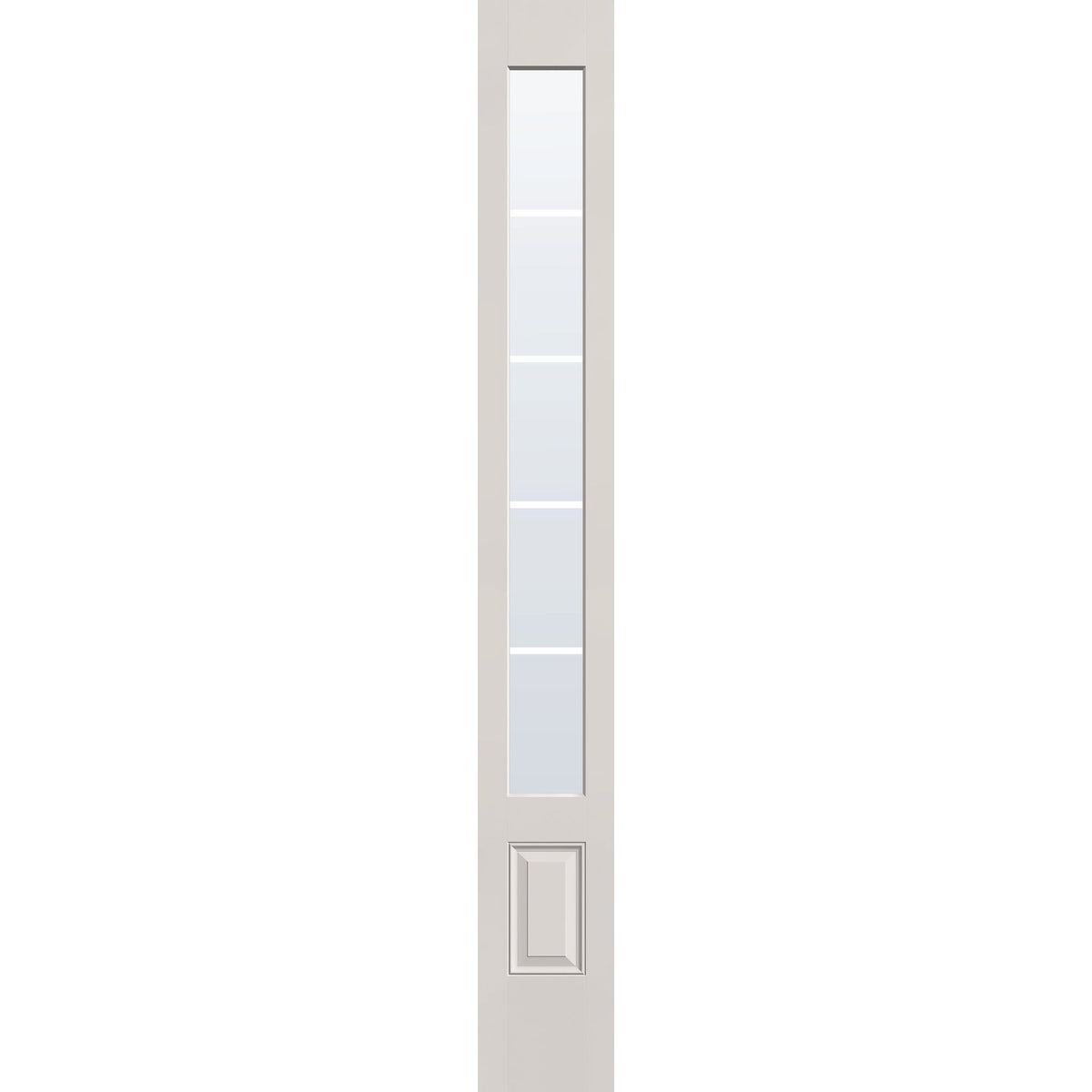 5 light grille flush glazed fiberglass sidelite panel, 3/4 lite, 12" x 96", white satin smooth finish, white grilles between glass