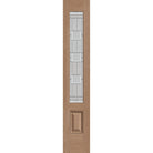 Austin flush glazed fiberglass sidelite panel, 3/4 lite, 14" x 80", tan woodgrain finish, Satin Nickel caming
