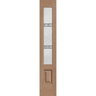 Dexter flush glazed hurricane-rated fiberglass sidelite panel, 3/4 lite, 14" x 80", tan woodgrain finish, Black Aluminum caming