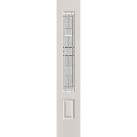 Austin flush glazed fiberglass sidelite panel, 3/4 lite, 14" x 80", white satin smooth finish, Satin Nickel caming