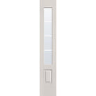 4 light grille flush glazed fiberglass sidelite panel, 3/4 lite, 14" x 80", white satin smooth finish, white grilles between glass