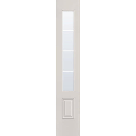 4 light grille flush glazed fiberglass sidelite panel, 3/4 lite, 14" x 80", white satin smooth finish, white grilles between glass