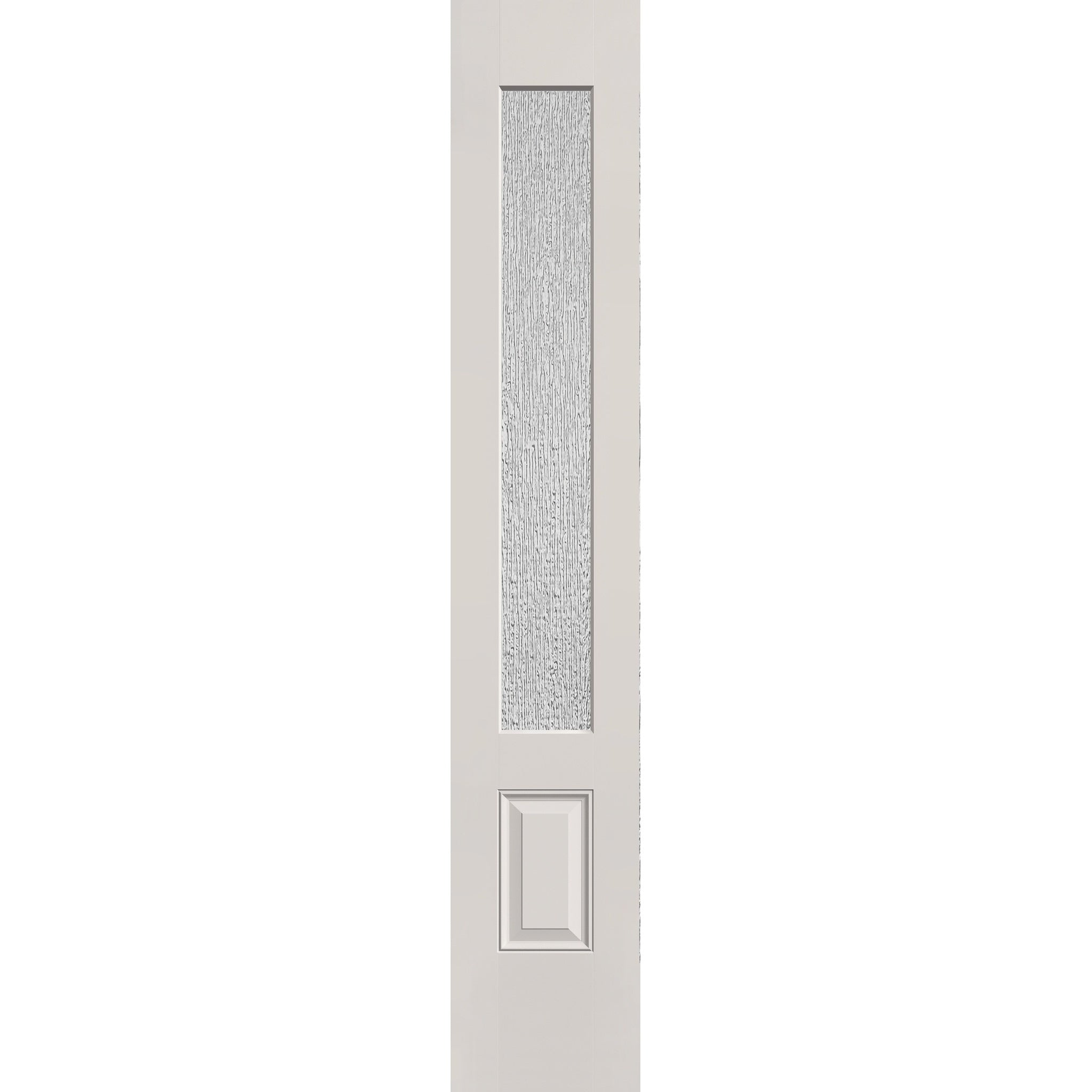 Rain flush glazed hurricane-rated fiberglass sidelite panel, 3/4 lite, 14" x 80", white satin smooth finish