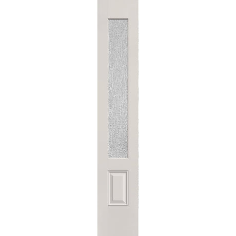 Rain flush glazed hurricane-rated fiberglass sidelite panel, 3/4 lite, 14" x 80", white satin smooth finish