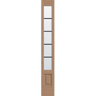 5 light grille flush glazed fiberglass sidelite panel, 3/4 lite, 14" x 96", tan woodgrain finish, black grilles between glass