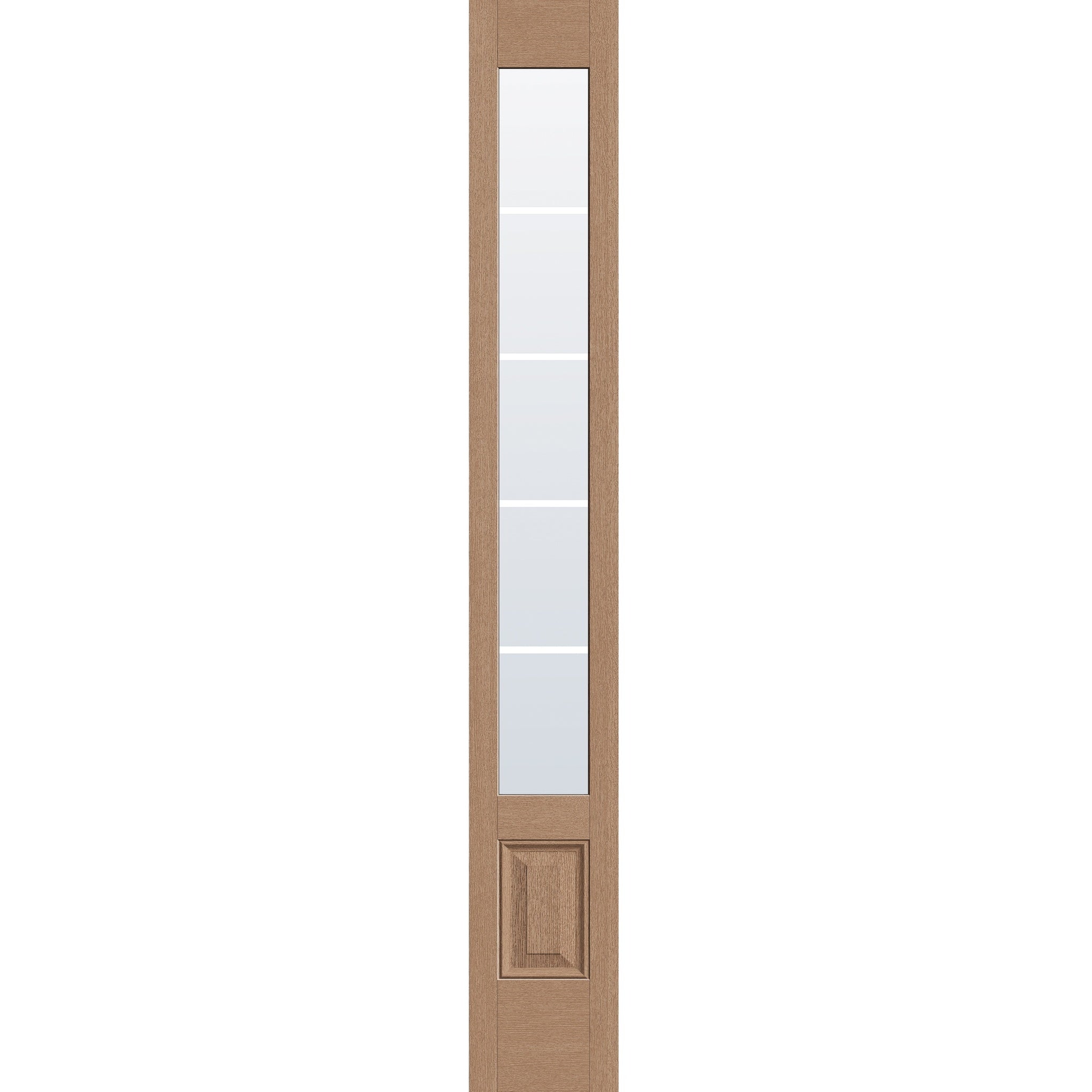 5 light grille flush glazed fiberglass sidelite panel, 3/4 lite, 14" x 96", tan woodgrain finish, white grilles between glass