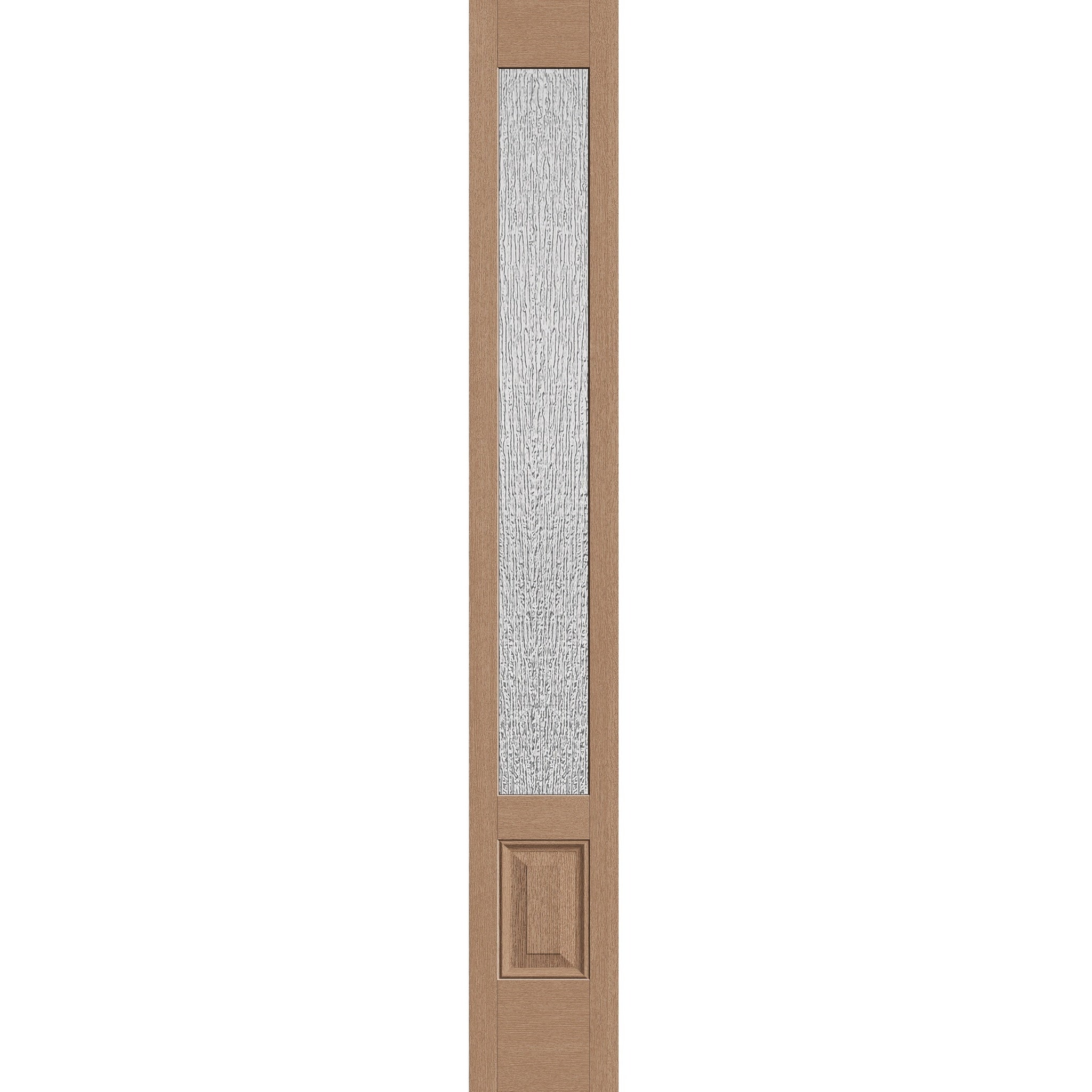 Rain flush glazed fiberglass sidelite panel, 3/4 lite, 14" x 96", tan woodgrain finish