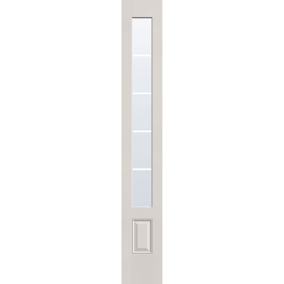5 light grille flush glazed fiberglass sidelite panel, 3/4 lite, 14" x 96", white satin smooth finish, white grilles between glass