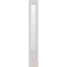 5 light grille flush glazed hurricane-rated fiberglass sidelite panel, 3/4 lite, 14" x 96", white satin smooth finish, white grilles between glass