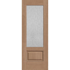 Rain flush glazed hurricane-rated fiberglass entry door, 3/4 lite, 30" x 80", tan woodgrain finish