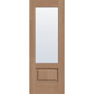 Clear flush glazed fiberglass entry door, 3/4 lite, 30" x 80", tan woodgrain finish