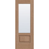 Clear flush glazed fiberglass entry door, 3/4 lite, 30" x 80", tan woodgrain finish