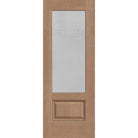Micro-Granite flush glazed fiberglass entry door, 3/4 lite, 30" x 80", tan woodgrain finish