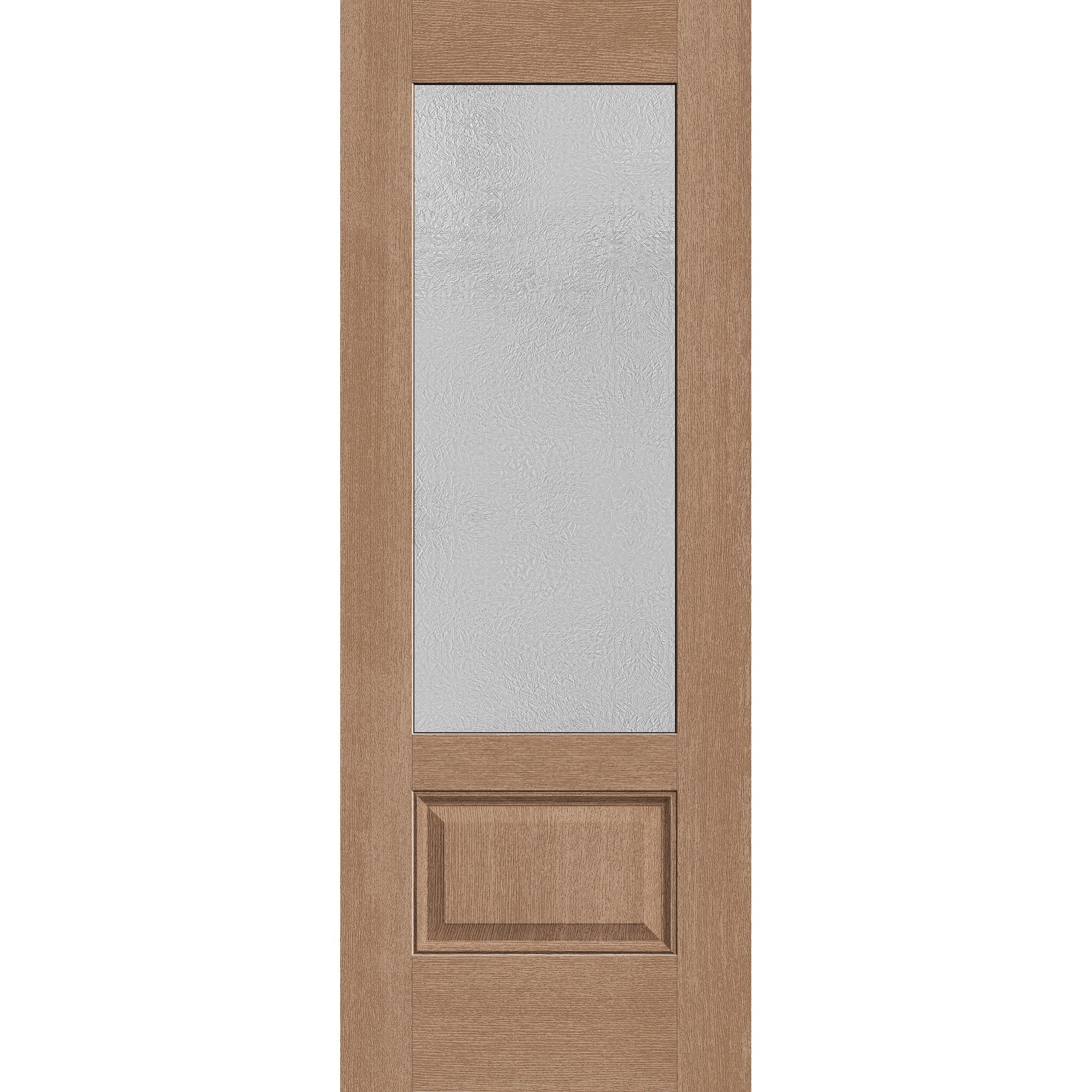 Micro-Granite flush glazed fiberglass entry door, 3/4 lite, 30" x 80", tan woodgrain finish