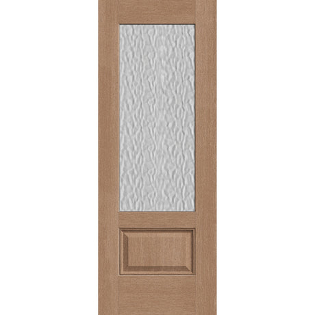 Vapor flush glazed fiberglass entry door, 3/4 lite, 30" x 80", tan woodgrain finish