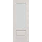 Frost flush glazed hurricane-rated fiberglass entry door, 3/4 lite, 30" x 80", white satin smooth finish