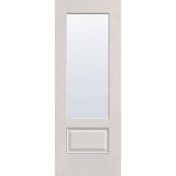 Clear flush glazed fiberglass entry door, 3/4 lite, 30" x 80", white satin smooth finish