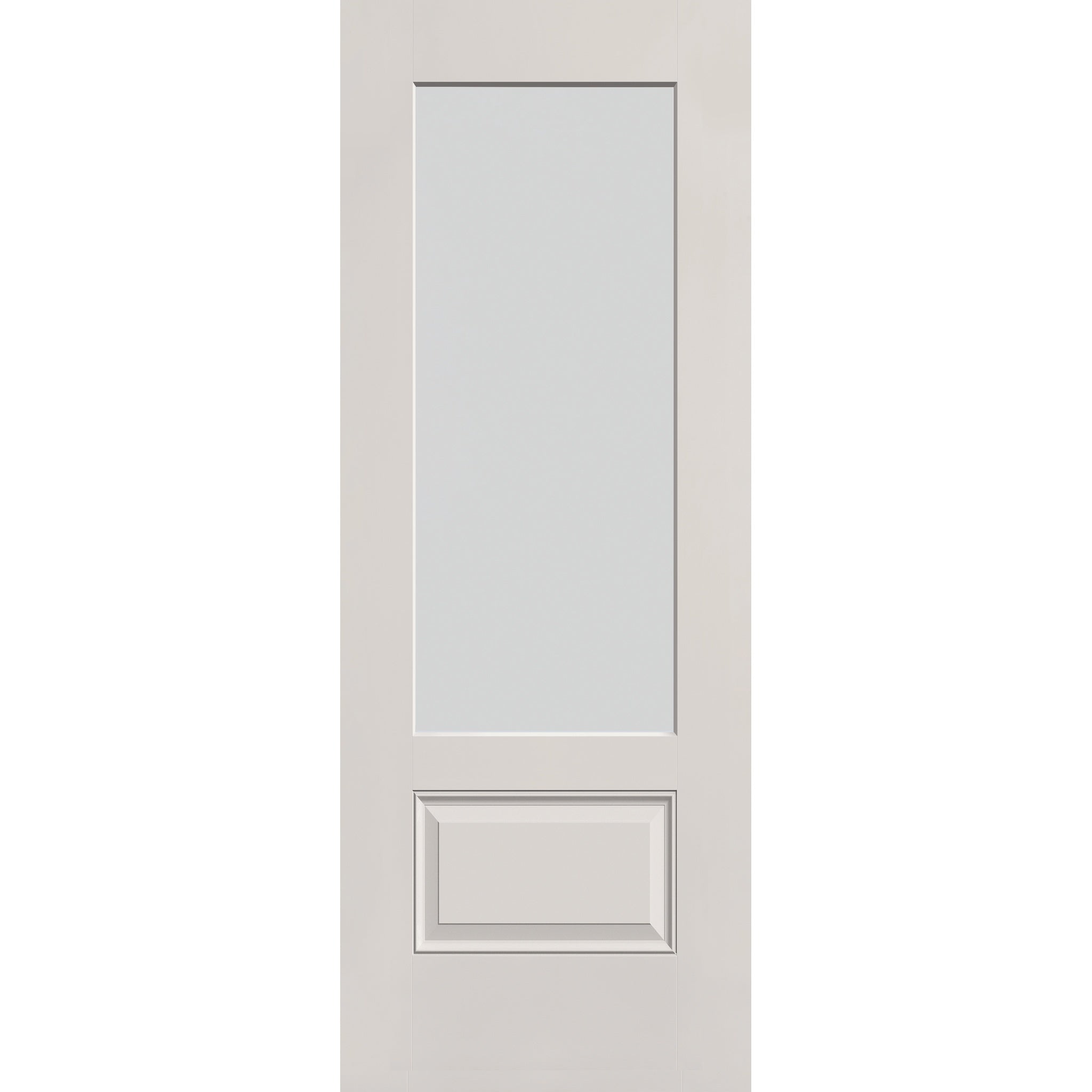 Frost flush glazed fiberglass entry door, 3/4 lite, 30" x 80", white satin smooth finish