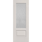 Rain flush glazed fiberglass entry door, 3/4 lite, 30" x 80", white satin smooth finish