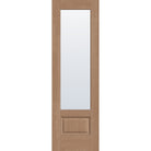 Clear flush glazed fiberglass entry door, 3/4 lite, 30" x 96", tan woodgrain finish