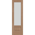 Frost flush glazed fiberglass entry door, 3/4 lite, 30" x 96", tan woodgrain finish