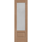 Micro-Granite flush glazed fiberglass entry door, 3/4 lite, 30" x 96", tan woodgrain finish